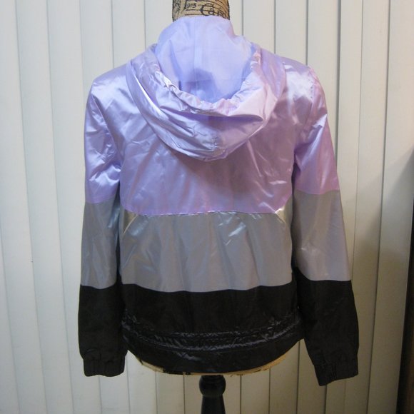 NWT Express purple black silver windbreaker jacket hoodie XS extra small - Picture 3 of 4